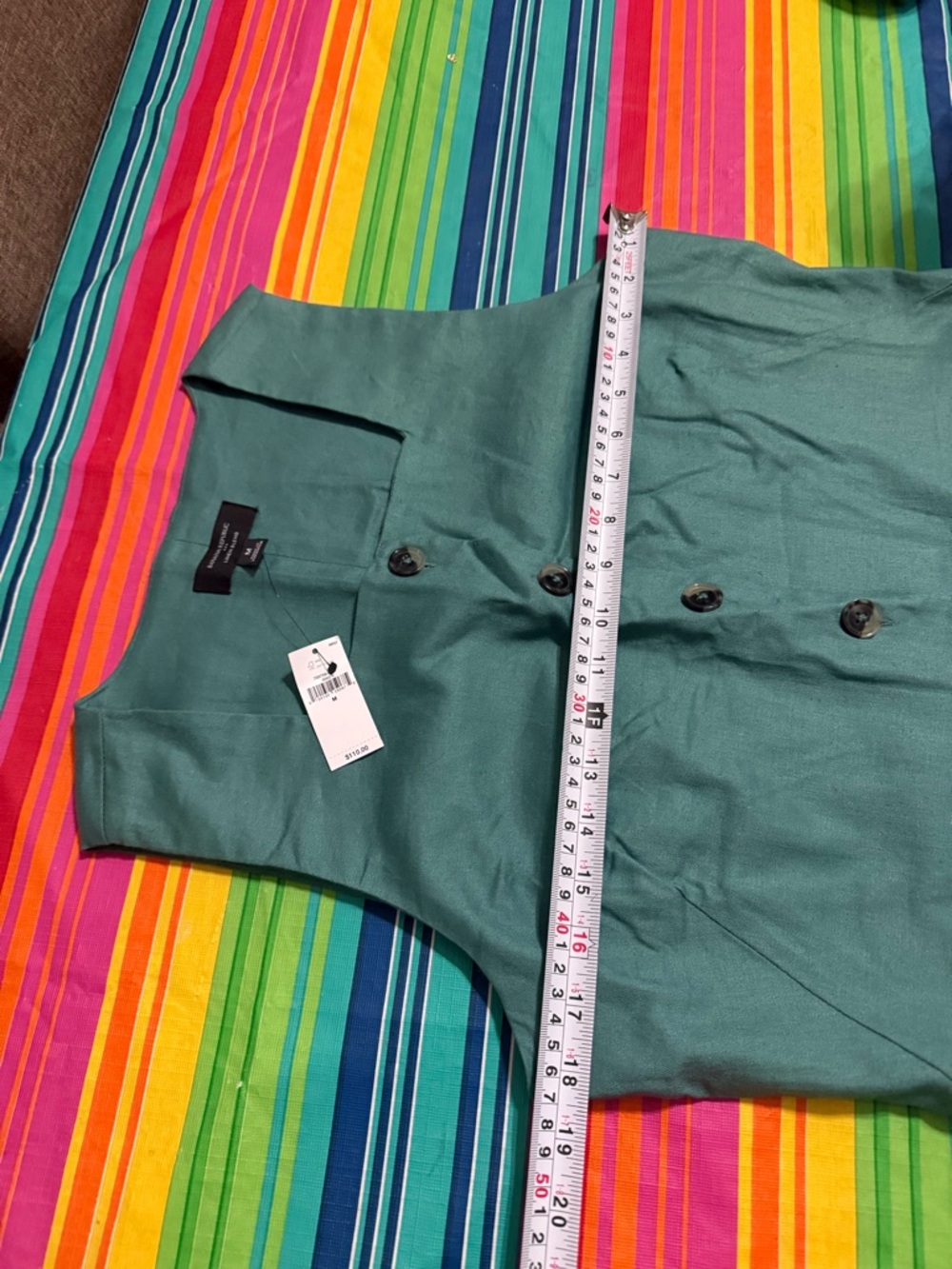NWT Banana Republic Linen-Blend Square-Neck Mini Dress in green M - Picture 6 of 8
